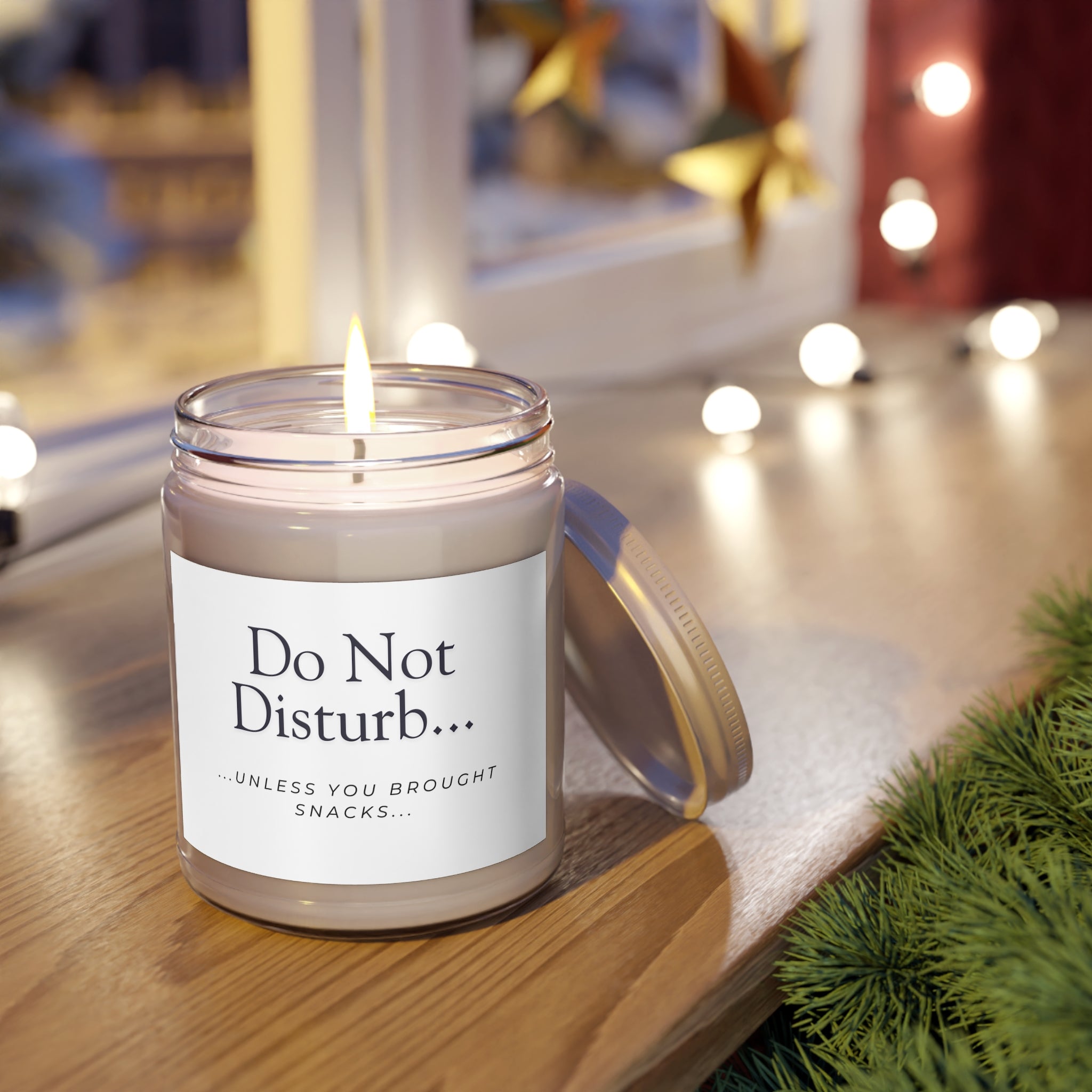 Do Not Disturb Soy Candle — 9oz Scented Jar (“Unless You Brought Snacks”)