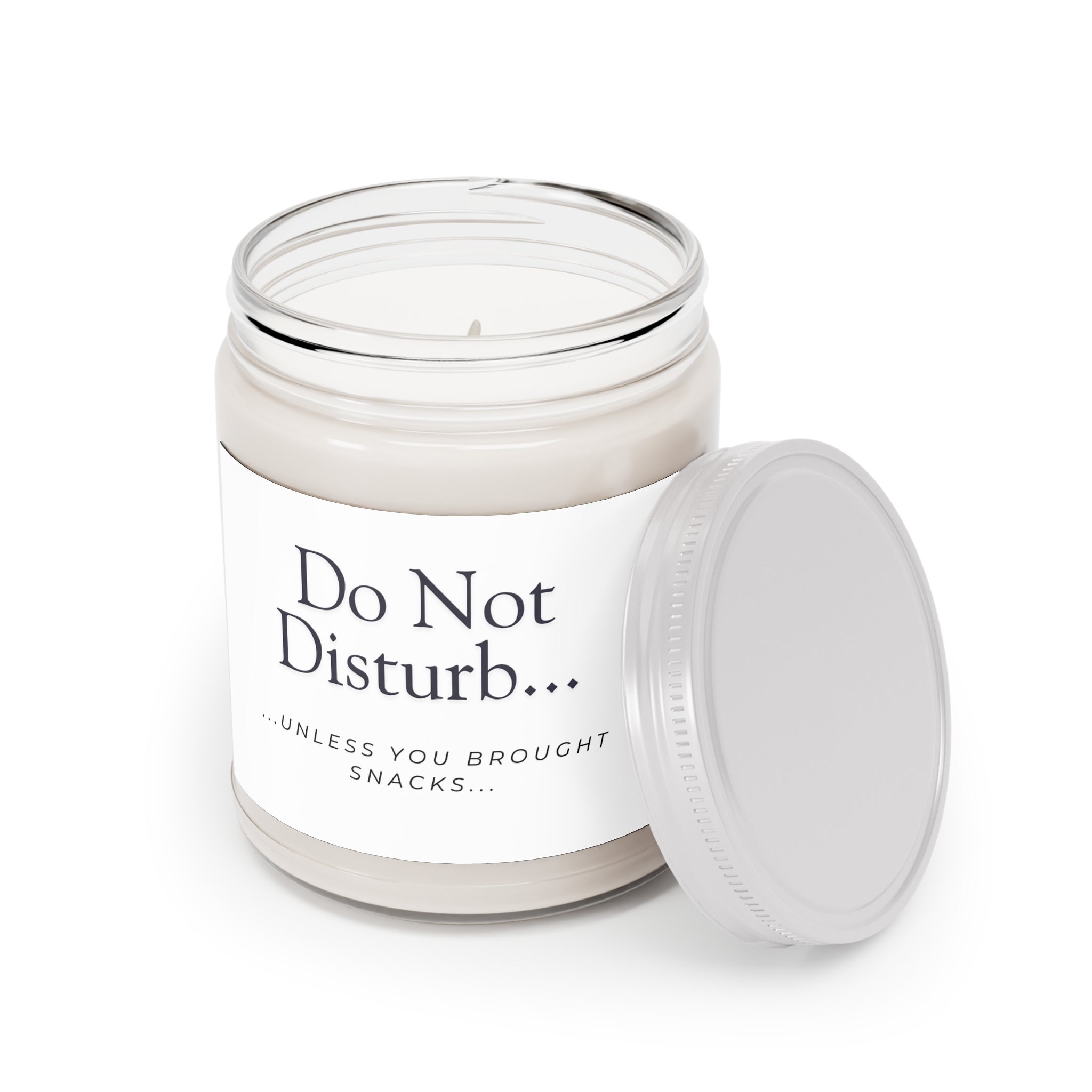 Do Not Disturb Soy Candle — 9oz Scented Jar (“Unless You Brought Snacks”)