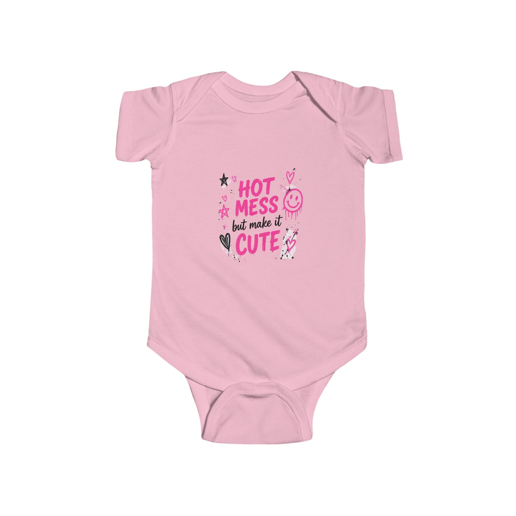 Infant Bodysuit - "Hot Mess but Make It Cute" Pink Graphic Baby Onesie