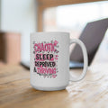 Chaotic, Sleep-Deprived & Thriving 15oz Mug — Funny Relatable Coffee Cup for Tired New Parents & Students